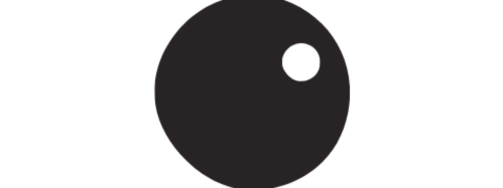 Logo Detales: A black sphere with a white point inside